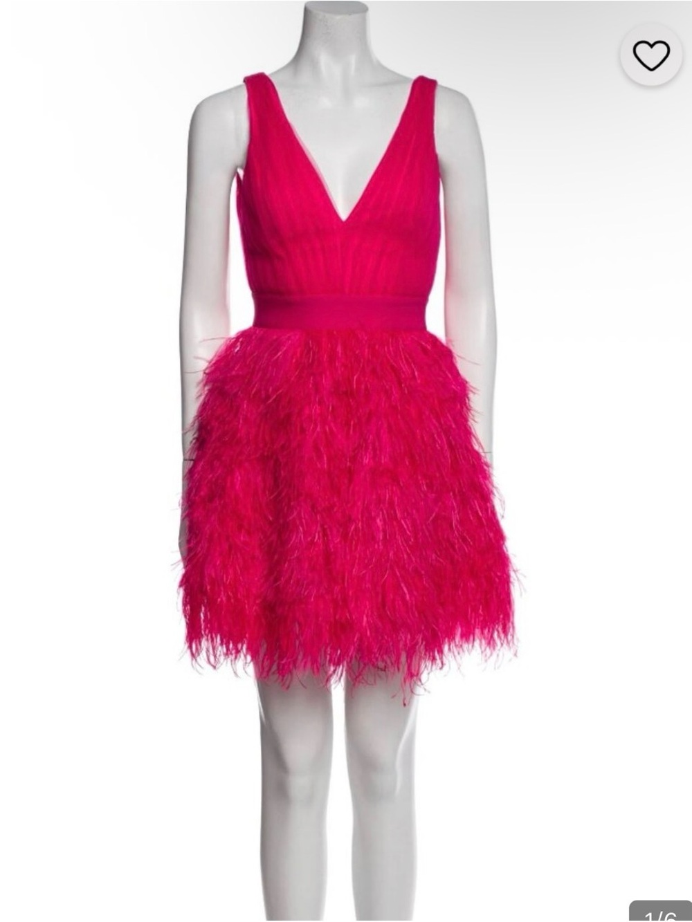 Alice and Olivia Hot Pink Feather Party Dress
